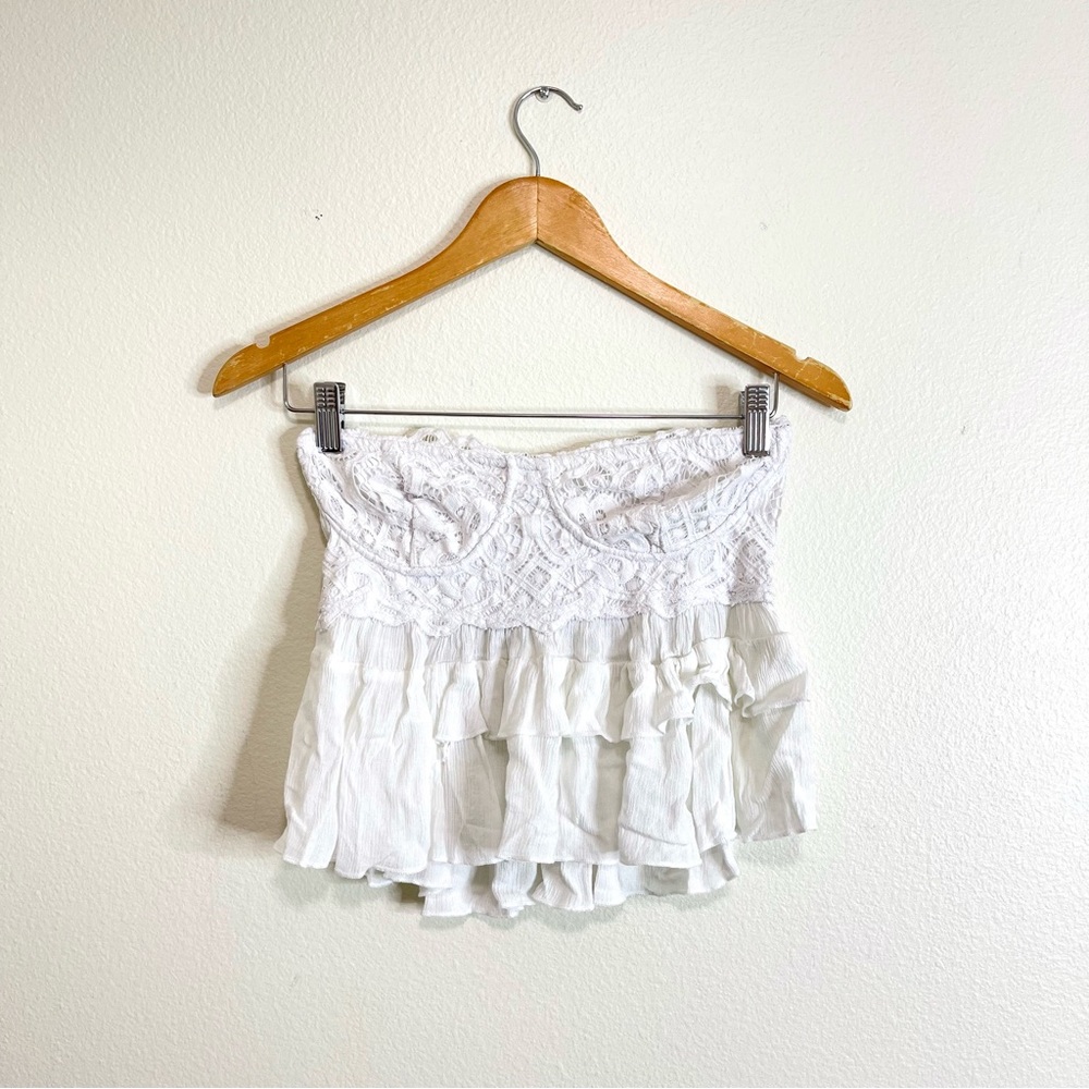 Free People adella corset strapless lace crop top - Picture 2 of 4